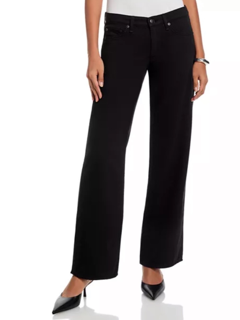 Rag & Bone Black Saige Low-Rise Relaxed Straight Jeans